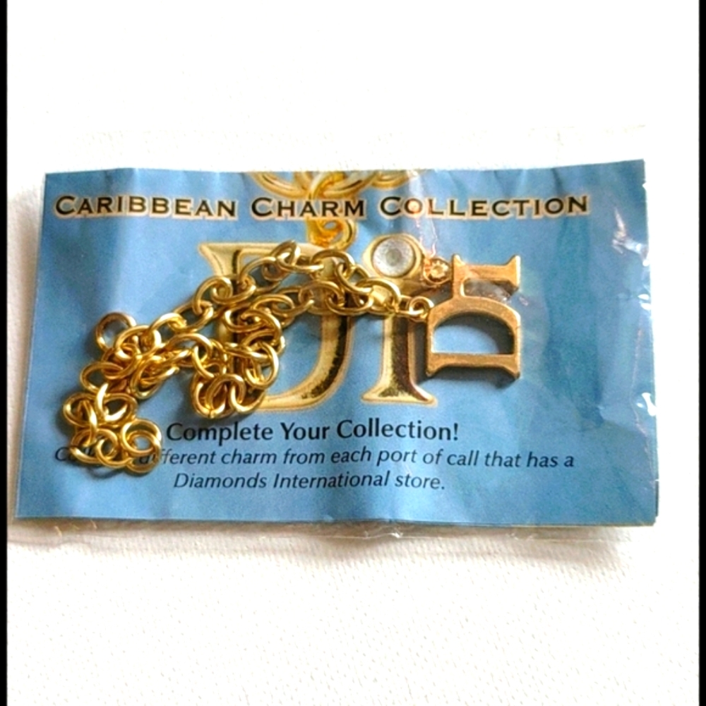 Diamonds International Charm Bracelet Goldtone